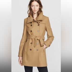 Burberry Brit Daylesmoore Camel Woven Belted Peacoat